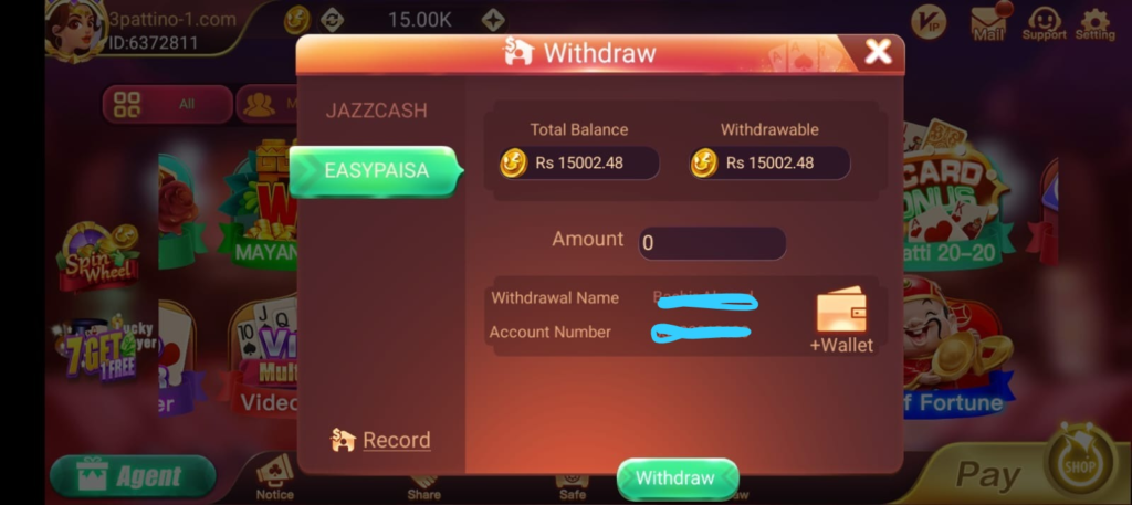3 patti no1 easy paisa withdraw