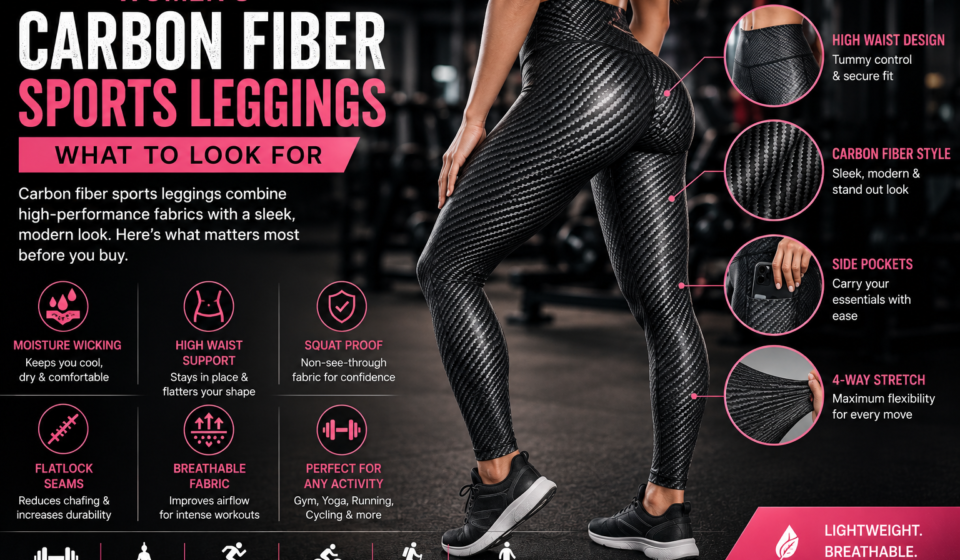 Women's carbon fiber sports leggings for gym and fitness workouts