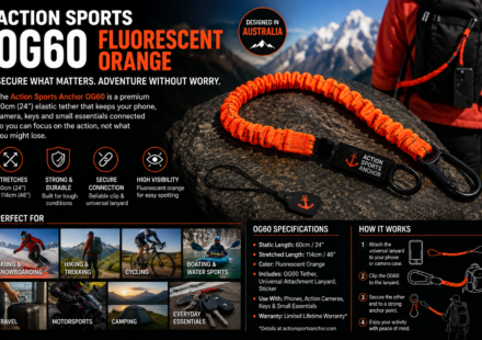 Action Sports Anchor OG60 fluorescent orange phone and camera tethe