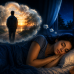 Sleeping woman dreaming about a person from her past