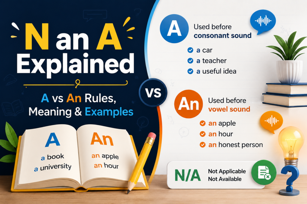 N an A Explained | A vs An Rules, Meaning & Examples