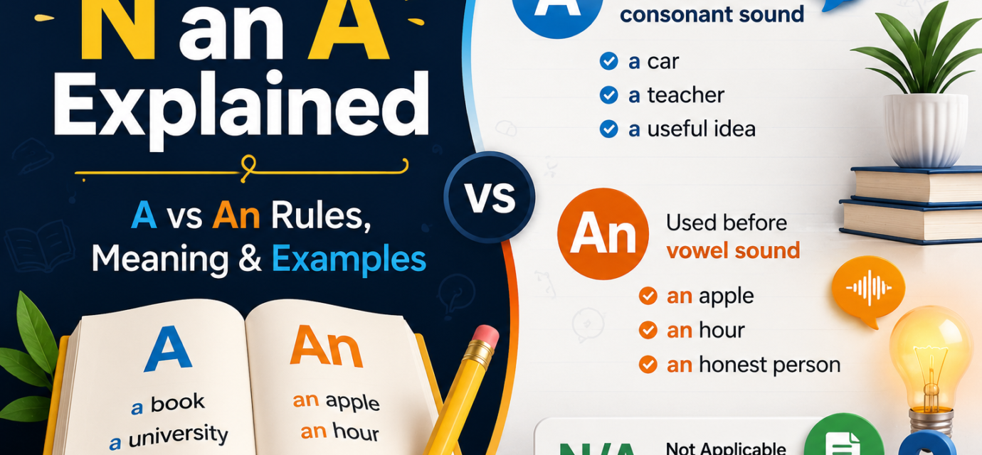 N an A Explained | A vs An Rules, Meaning & Examples